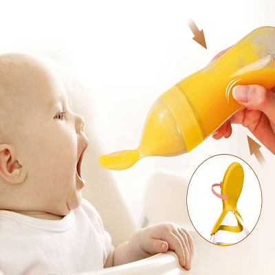 Biberon cuillère - NewBabyFeedingBottle™ - Jaune - Calin d'Enfant